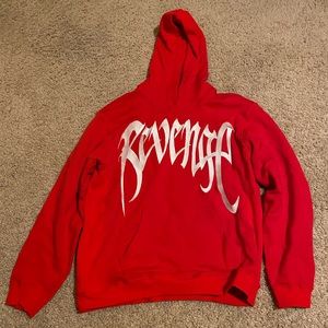 Revenge Embroidered Hoodie Red/White
Large